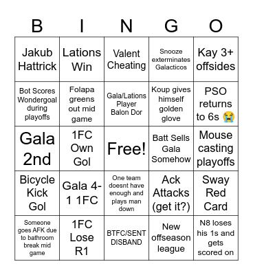 Playoff Bingo Card