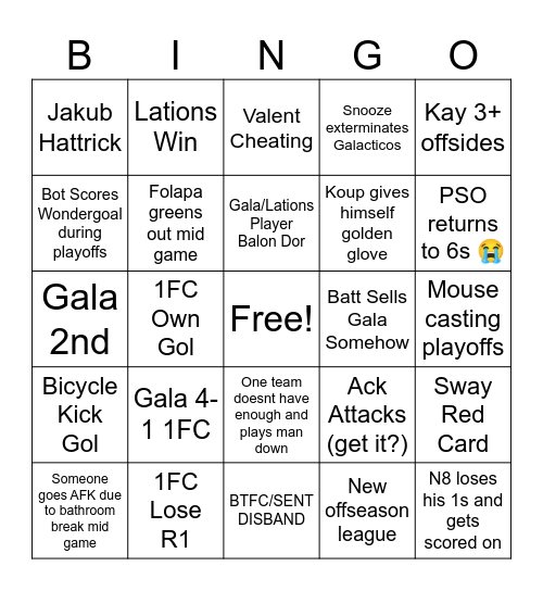 Playoff Bingo Card