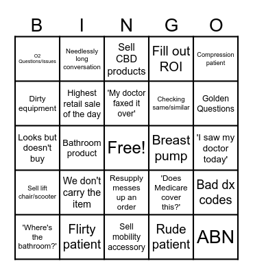 CarePro Bingo Card