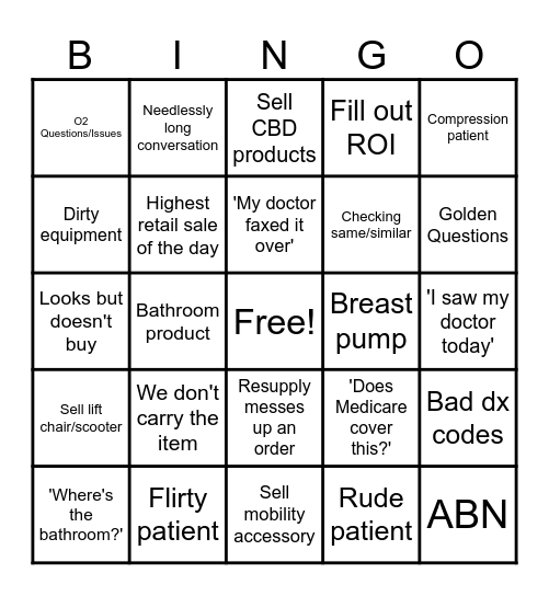 CarePro Bingo Card