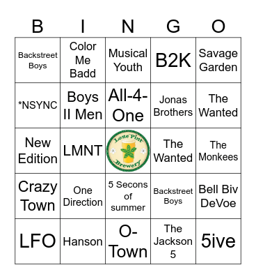 BOY BANDS Bingo Card