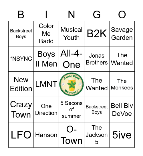 BOY BANDS Bingo Card