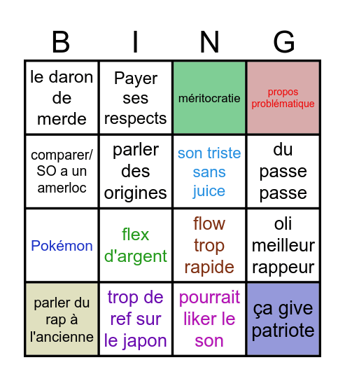 karma Bingo Card