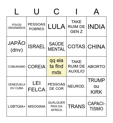 Querida Professora Lúcia Bingo Card
