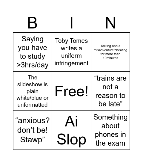 meeting bingo Card