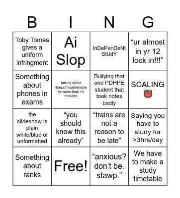 yearly meeting bingo Card