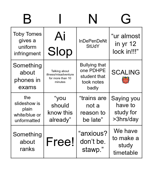 yearly meeting bingo Card