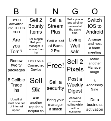 Funishment Bingo Card