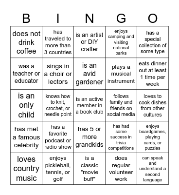 Find someone who..... Bingo Card