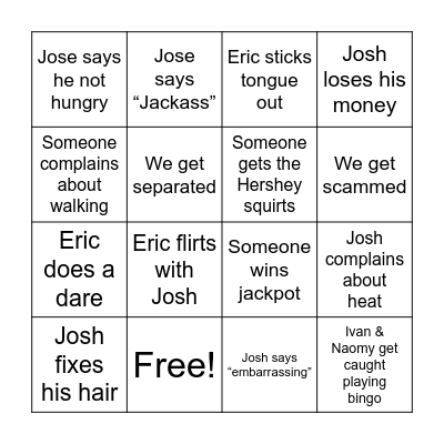Vegas Bingo Card