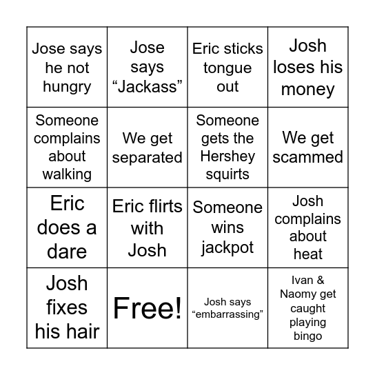 Vegas Bingo Card