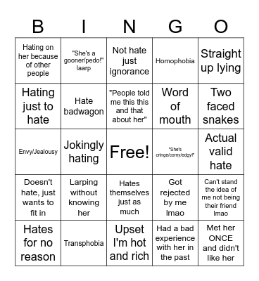 Betty hate bingo Card