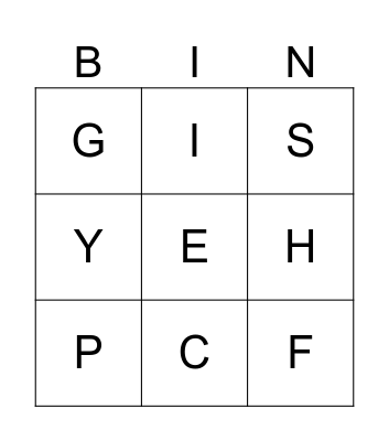 Alphabet Bingo Card