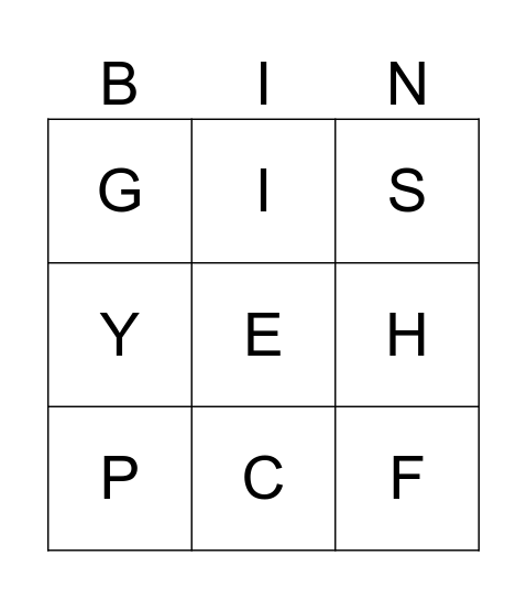 Alphabet Bingo Card