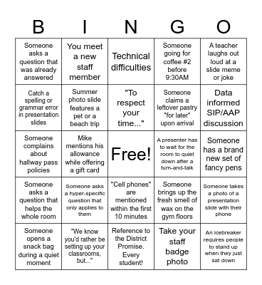 Welcome Back, Spartans! Bingo Card