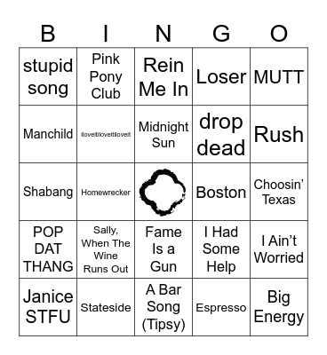 Summer Hits Bingo Card