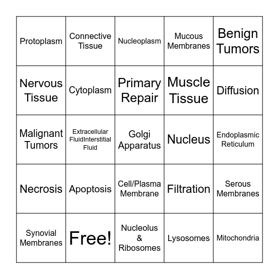 Chemistry of Living Things Vocab Bingo Card