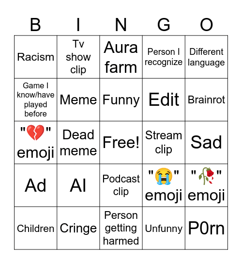 INSTAGRAM Bingo Card