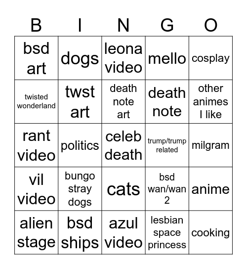 my fyp on tik tok Bingo Card