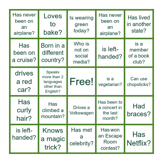 Sunshine Committee Bingo Card