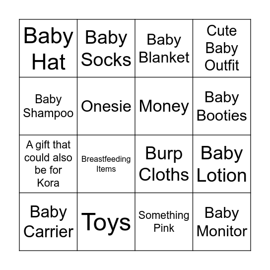 Baby BINGO Card