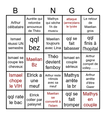 Bingo scolaire 26/27 Bingo Card