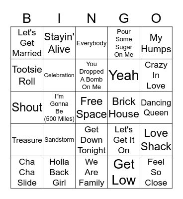 Wedding Crashers - Card 1 Bingo Card