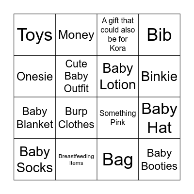 Baby BINGO Card