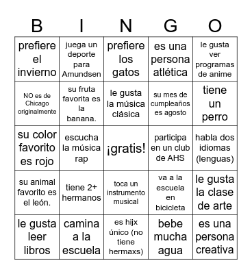 Busco a alguien que... Bingo Card