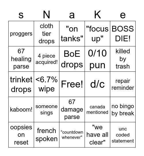 BUNGO2 Bingo Card