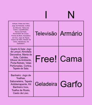 Bingo de casa nova Bingo Card