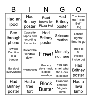 I’m This Old Bingo Card