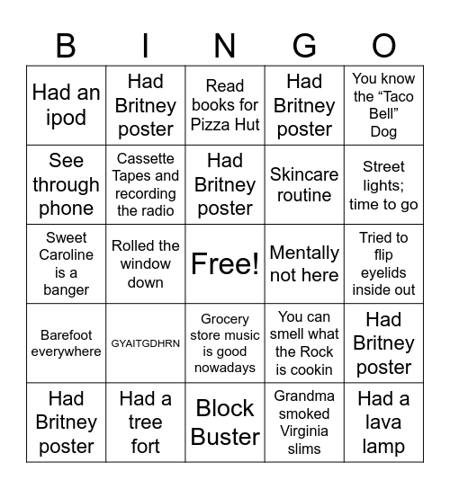 I’m This Old Bingo Card
