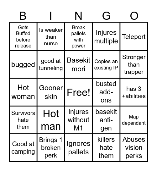 New Killer Bingo Card