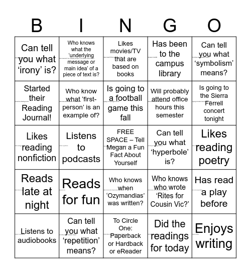 ENGL:1200:0089 Bingo Card
