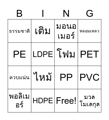 polymer Bingo Card