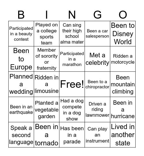Northplace Small Group BINGO Card