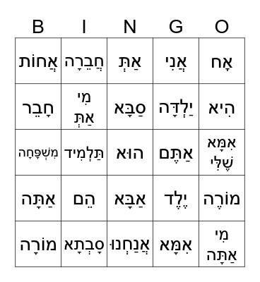 Bishvil HaIvrit 1-4: People Bingo Card