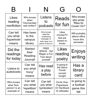 ENGL:1200:0089 Bingo Card