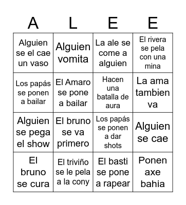 Cumple ale Bingo Card