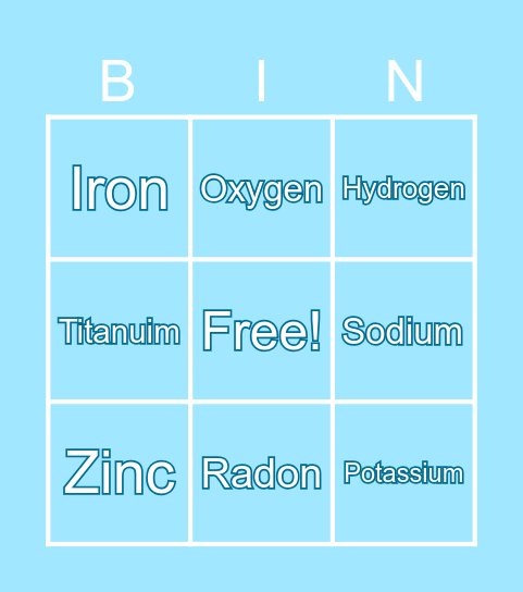 Chemistry Bingo Card
