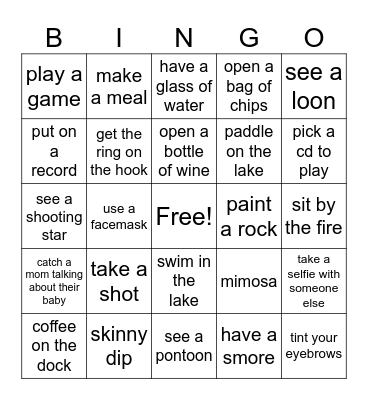 Girls Bingo Card