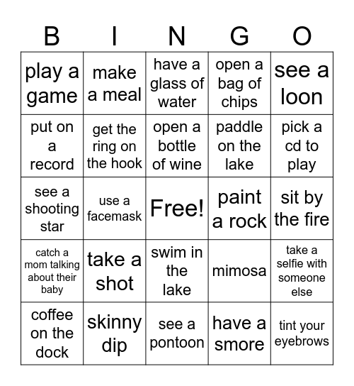 Girls Bingo Card