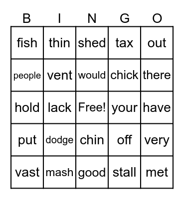 SIPPS 41 - 50 Bingo Card