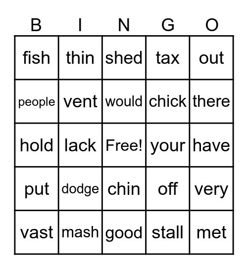 SIPPS 41 - 50 Bingo Card