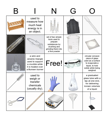 Dr. Jackson Cooper's Lab Equipment Bingo Card