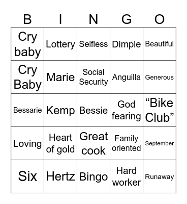 Bessie Bingo Card