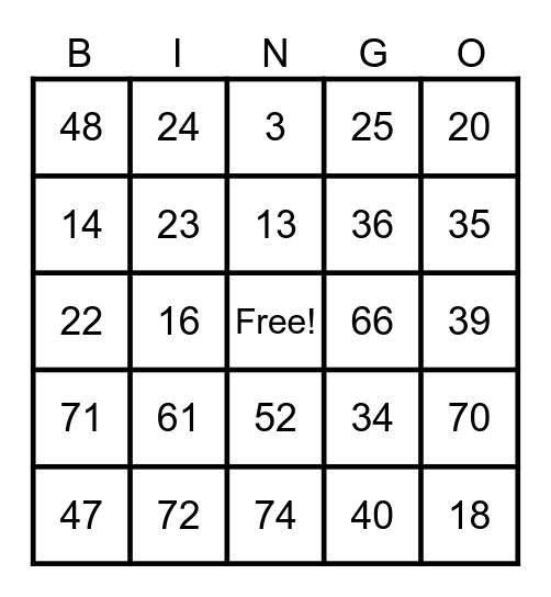 Untitled Bingo Card