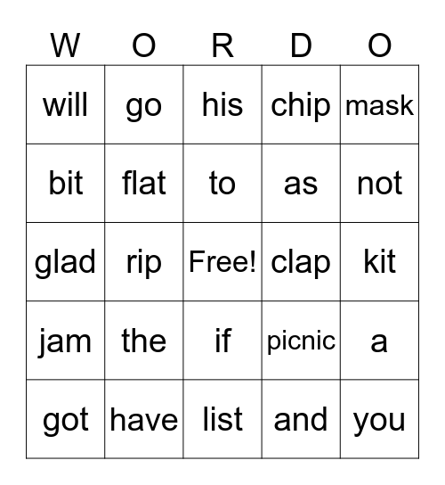W Bingo Card