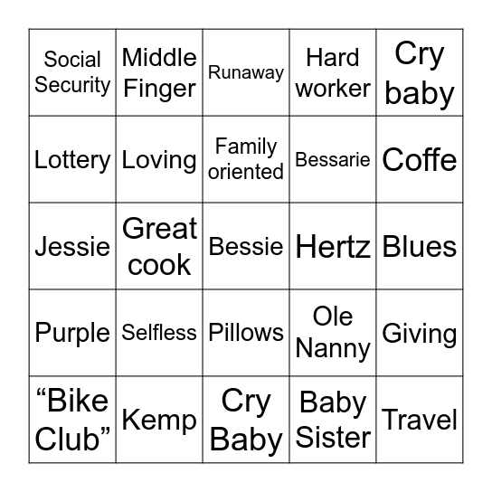 Bessie Bingo Card